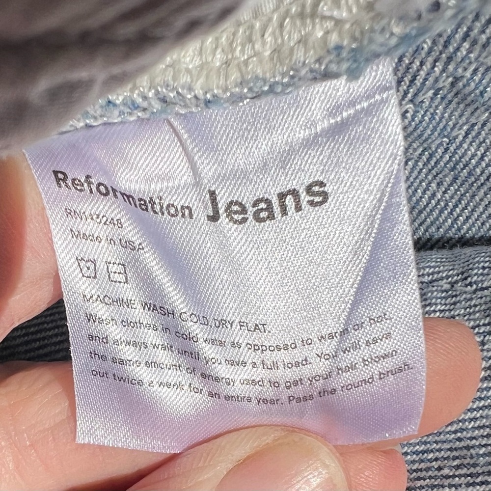 REFORMATION Cynthia High Rise Straight Jean Shasta Destroyed Size 23 - Picture 10 of 14